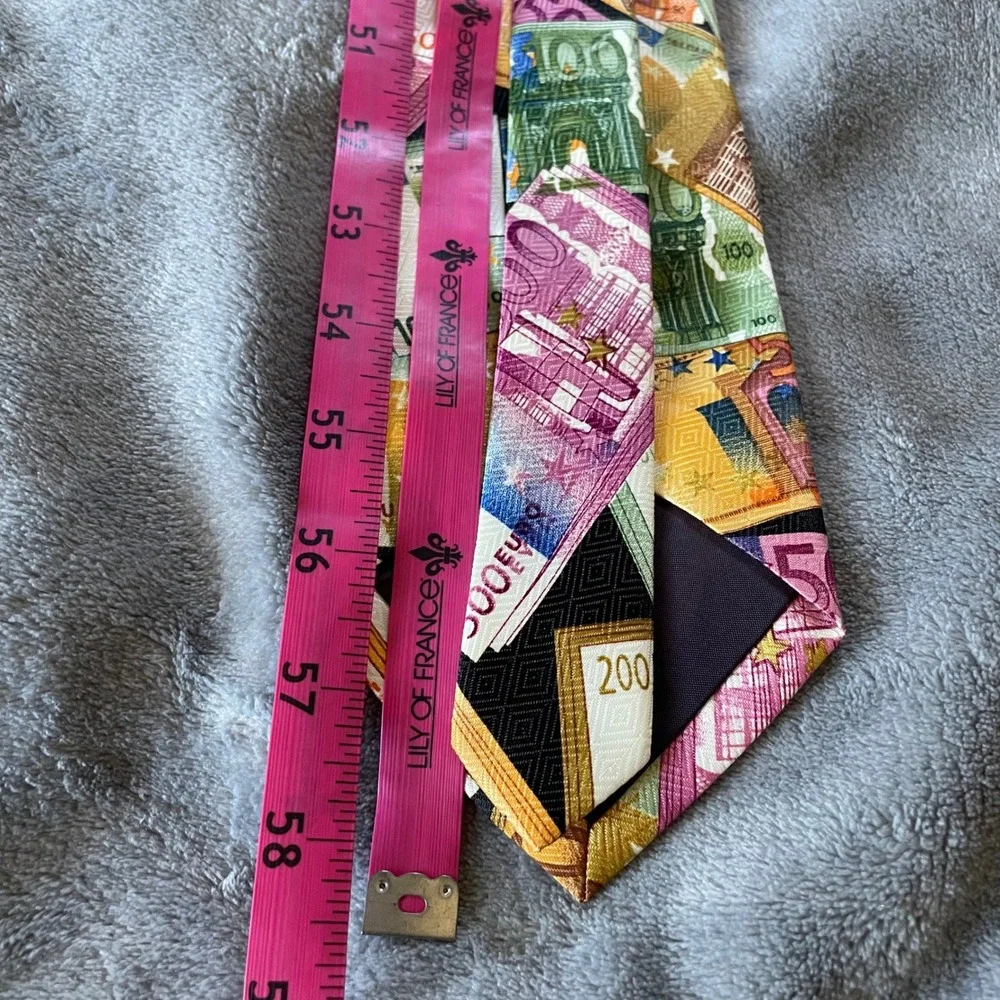 Tie Mania Hand Made Novelty polyester‎ Necktie Mens Euro Money Currency Design